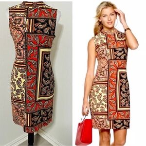Sharagano Red and Black Paisley Mini Dress